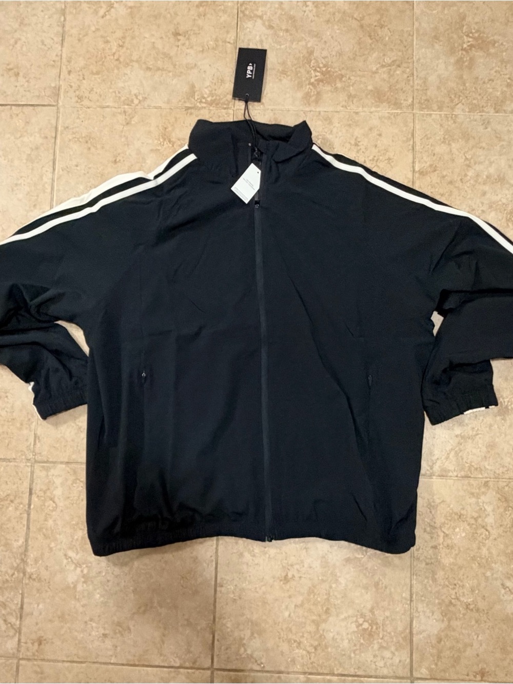 Abercrombie & Fitch Black Bomber Jacket with White Shoulder Stripes
